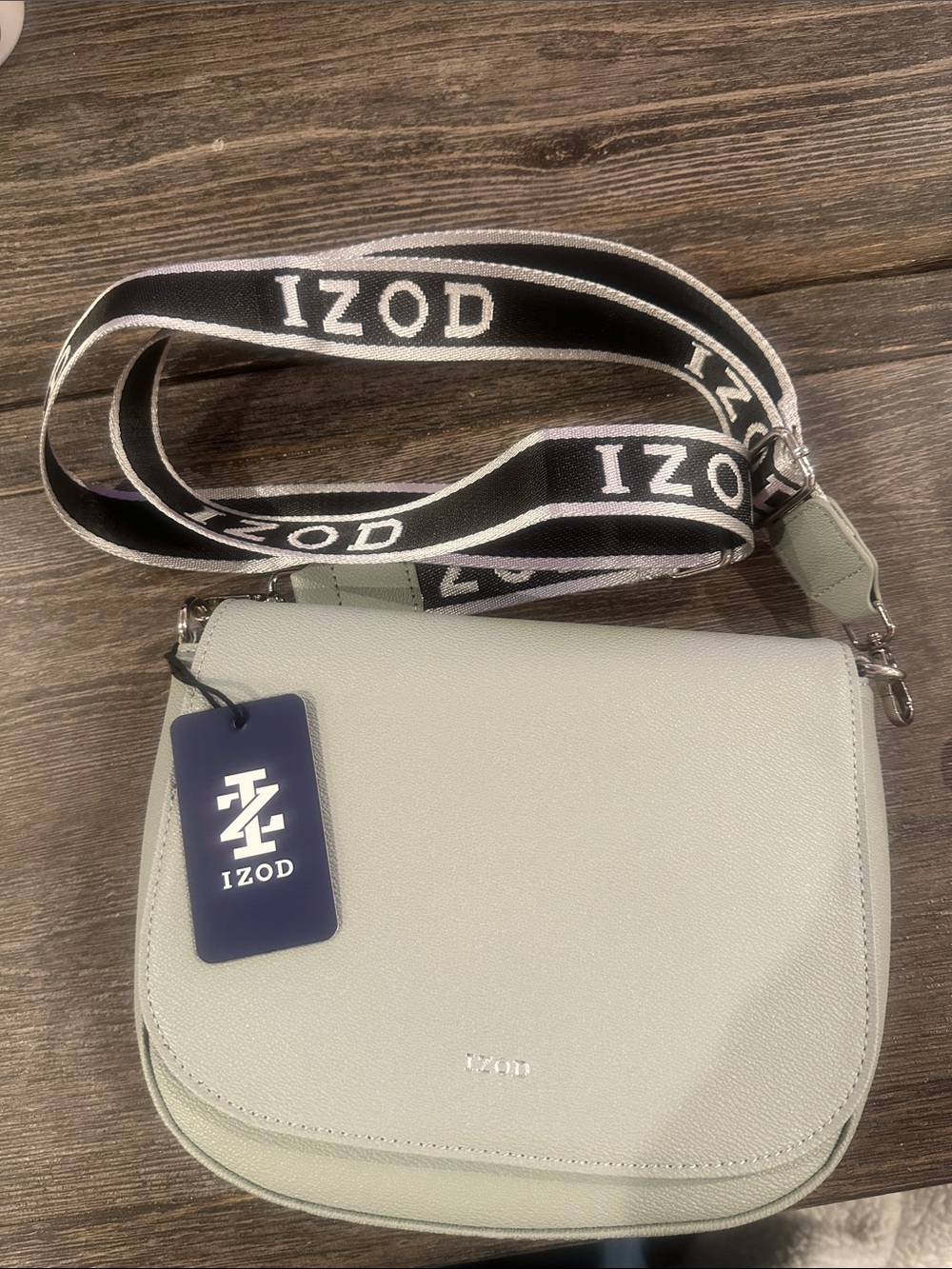 Izod Mint Green Crossbody with Black Logo Strap